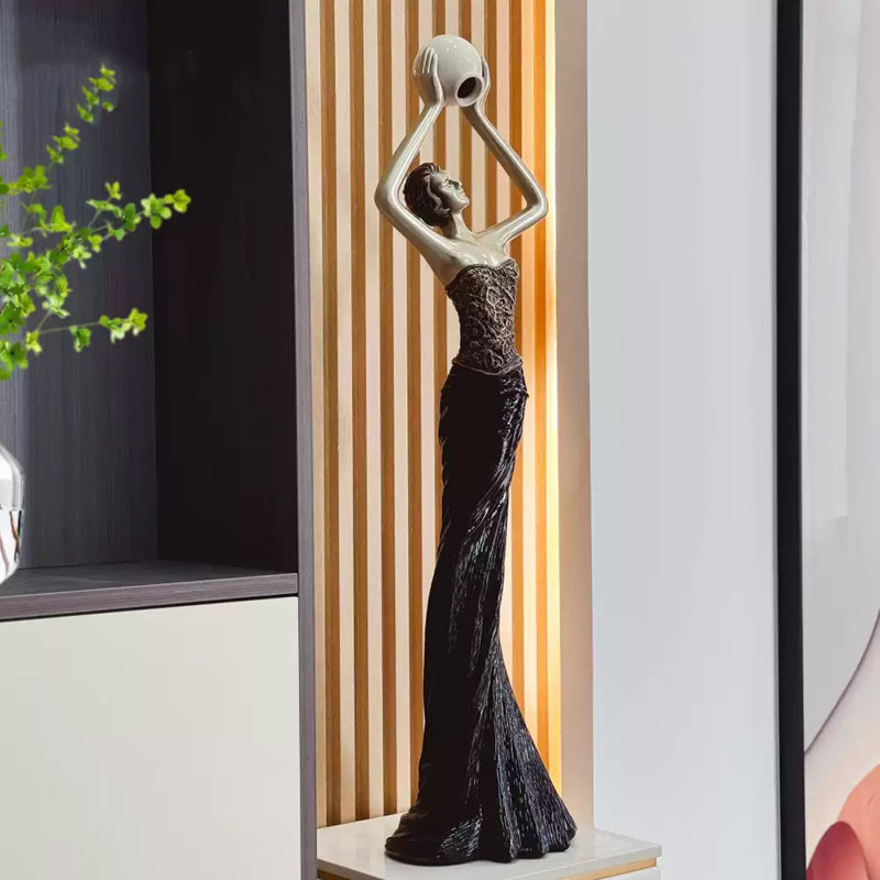 Ornements de sculpture modernes minimalistes en forme d'humain, Noir / argenté