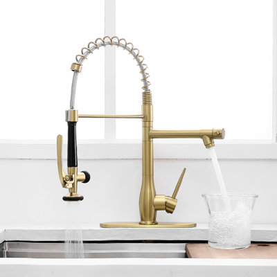 Kitchen Faucet With Pull Down Spray, Single Handle, Hot And Cold Water, Contemporary Taste , Suitable For Sink