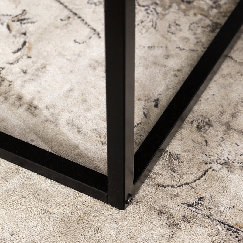 Living Room Table Set, Dark Walnut, Black