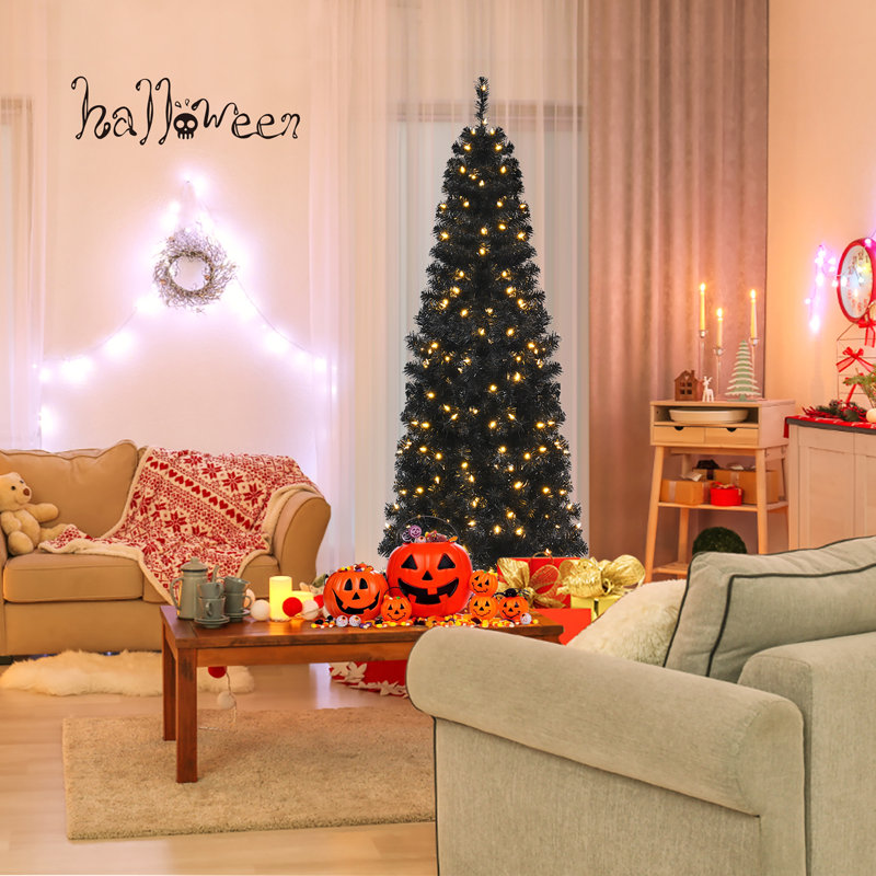 Arbre de Noël épinette noir 7 'H 7' avec 350 lumières DEL, H 6 po