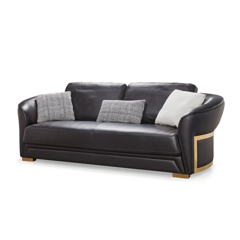 Sofa, Black Genuine Leather