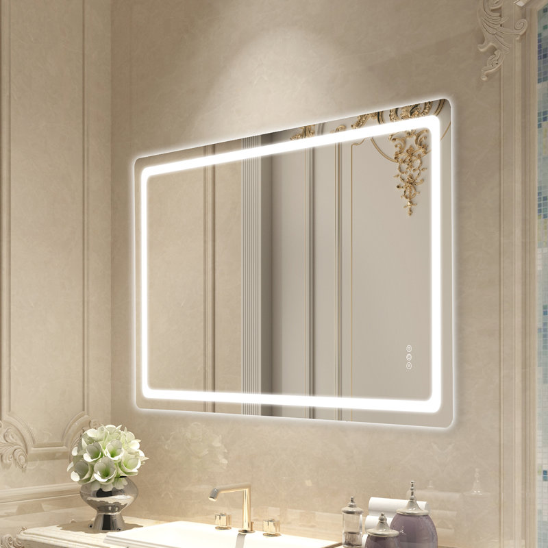 Miroir de salle de bain mural à DEL 3 couleurs anti-buée, 36,1 po x 60,1 po