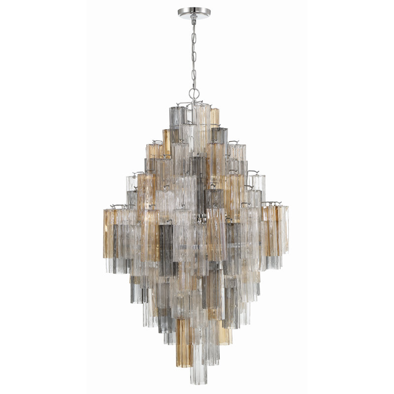 Lustre à niveaux 20 lumières Quinzio, Chrome poli