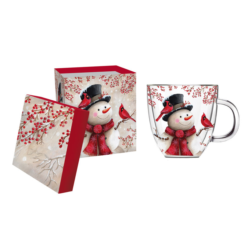 Grande tasse à café bonhomme de neige et cardinal Annabel