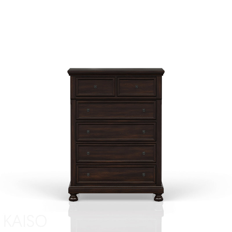 Commode 5 tiroirs cerisier foncé