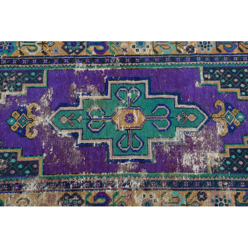 Tapis en laine mauve 31,1 x 72,4 po, motif géométrique classique