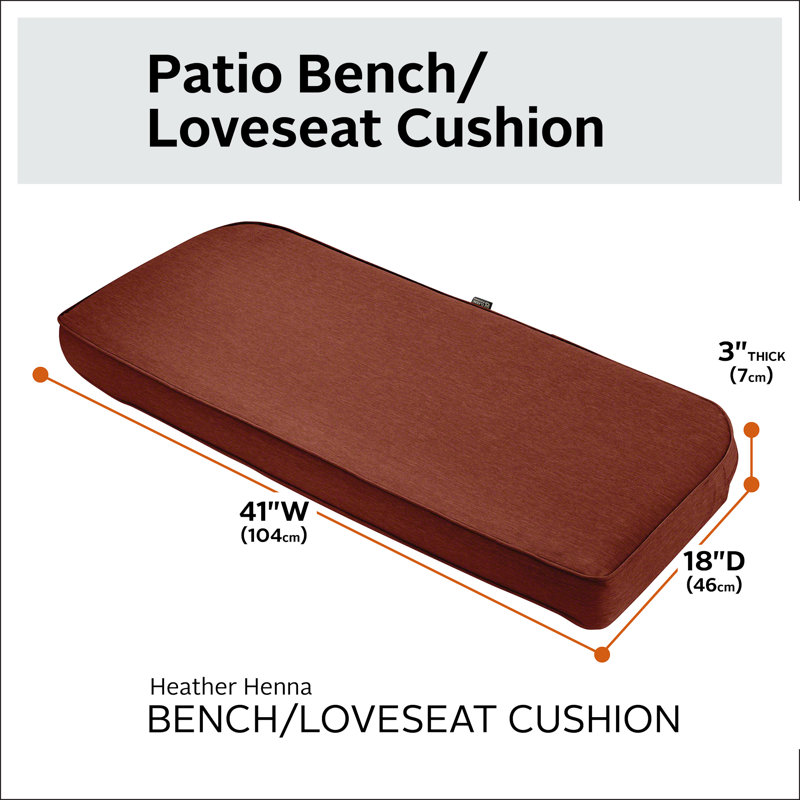 Pina Outdoor 3'' Bench Seat Cushion, Heather Henna Red