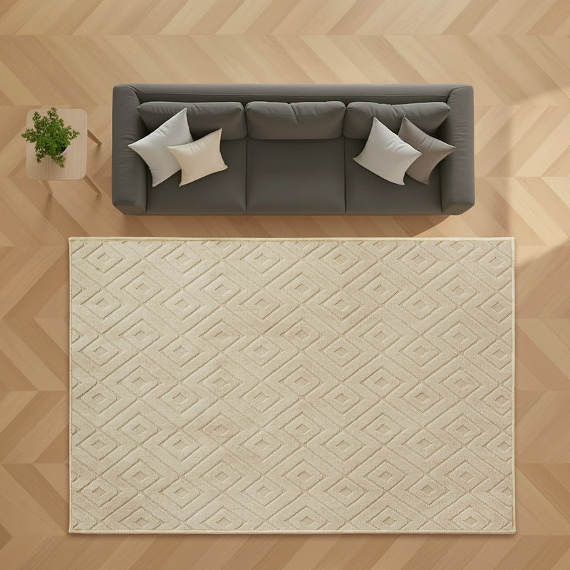 Luxury Hight Low Square Area Rug For Hallway Bedroom Children Room, Rectangle 60 x 110 cm, Beige