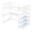 Lit mezzanine simple avec tablettes de rangement et bureau sous le lit-1307913869