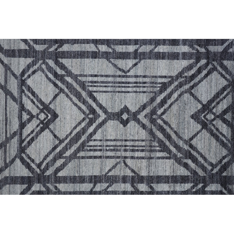 Vivien Hand Knotted Wool Geometric Area Rug, Rectangle 5' x 8'