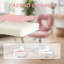 Mignon fauteuil de bureau sans accoudoirs, fauteuil de travail réglable en hauteur pour ordinateur, fauteuil de coiffeuse en molleton avec roues pivotantes, rose