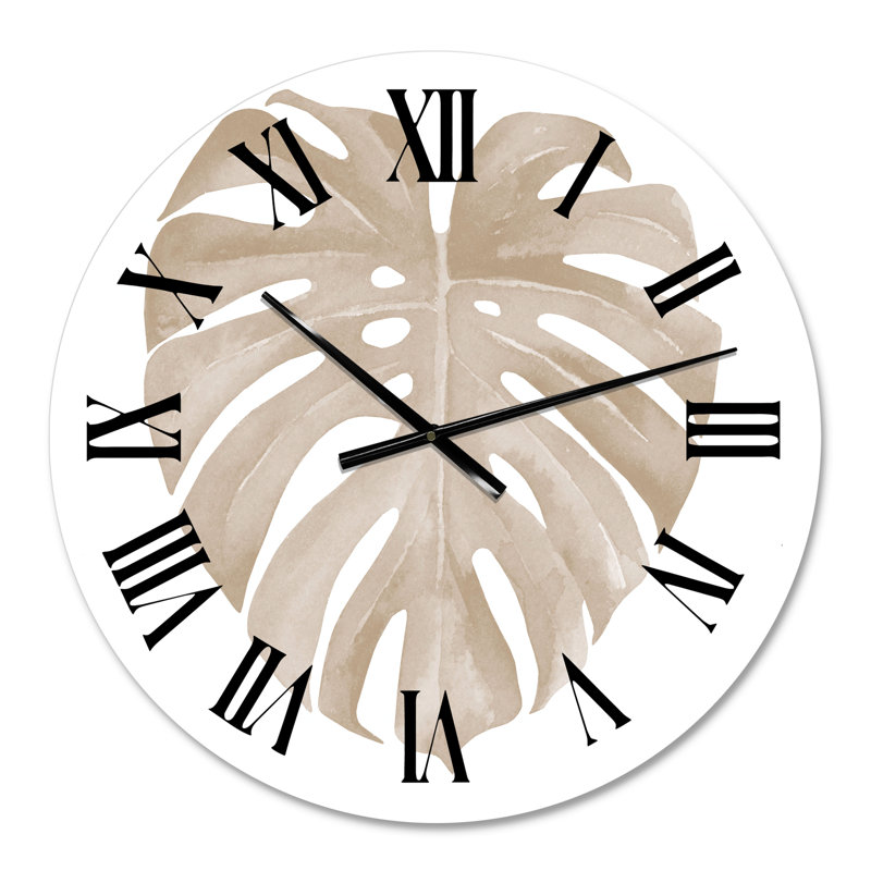 Horloge murale traditionnelle ivoire Pastel Monstera, Moyenne