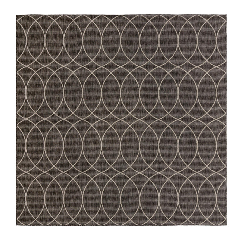 Charcoal Gitter Indoor/Outdoor Trellis Rug, Square 10'