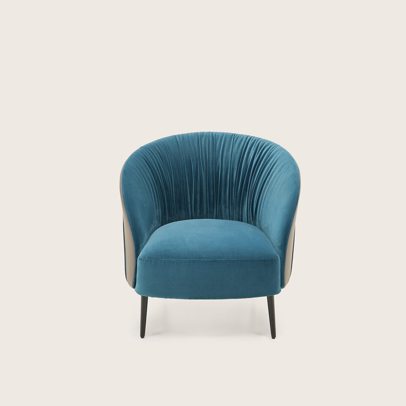 Luxe Lounge, Gray/Blue Genuine Leather/Velvet
