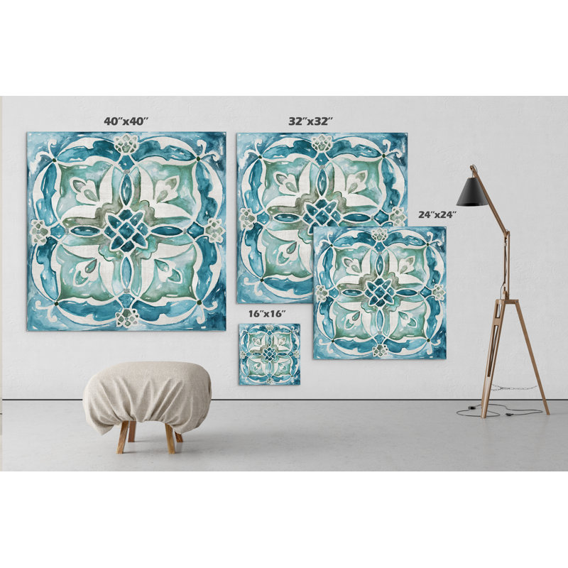 Carrelage des Caraïbes III, reproduction sur toile, H 16 po x l 16 po x P 1,5 po