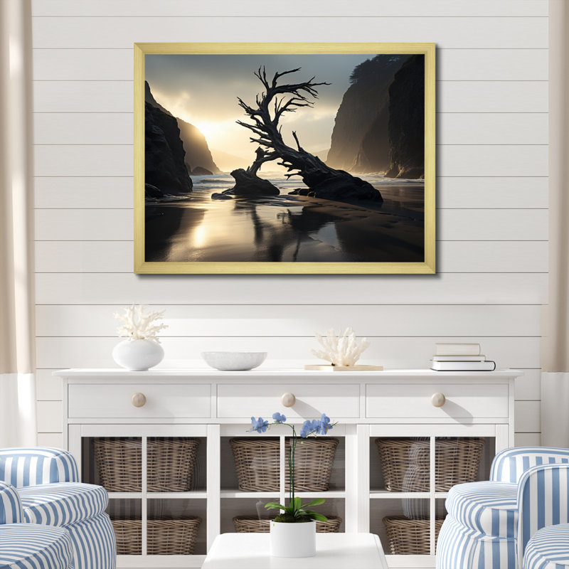 Photo de plage Alghang Beach III sur une impression sur toile, H 16 po x l 32 po x P 1 po, Encadrement doré