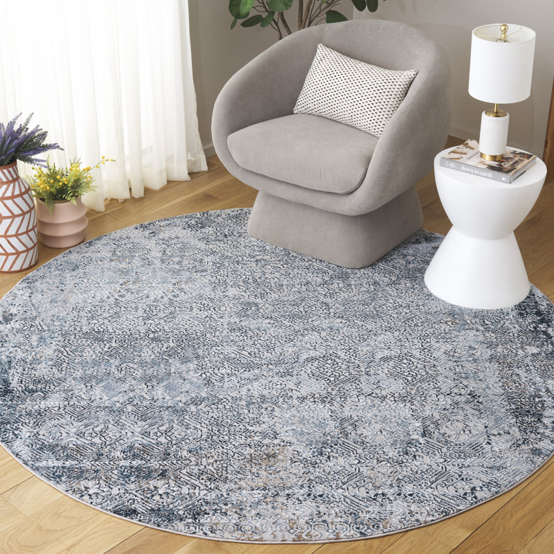 Jiayou Performance Geometric Rug, Round 6'7"