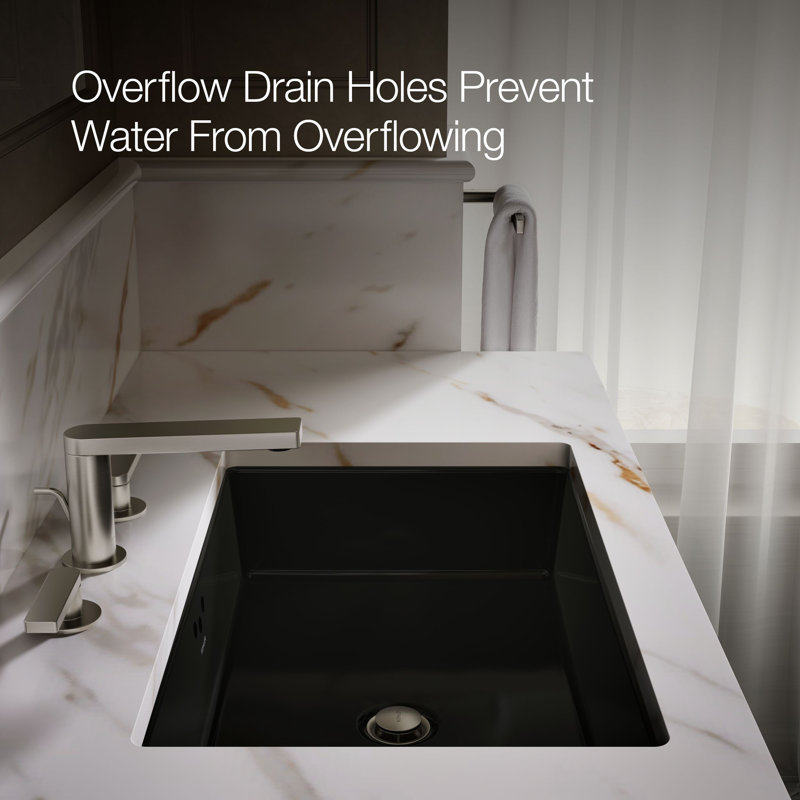 Kathryn® Vitreous China Rectangular Undermount Bathroom Sink and Overflow, Black