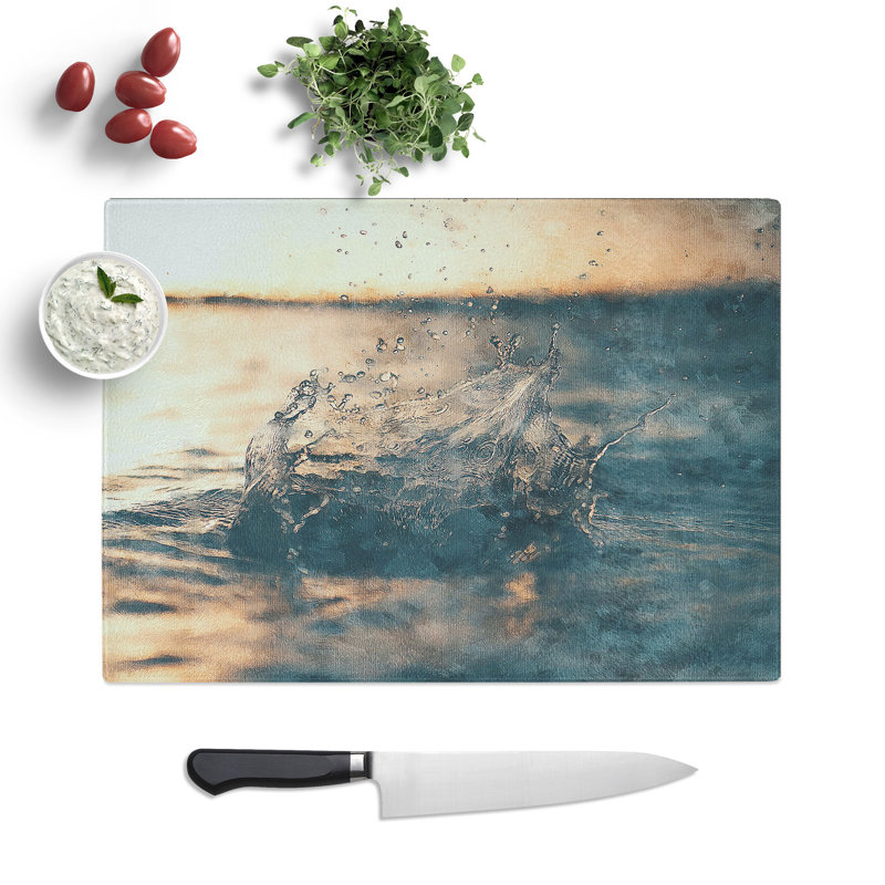 Tempered Glass Make a Splash Chopping Board, 20 cm x 28.5 cm