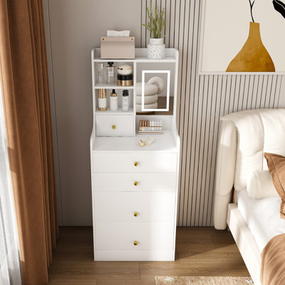 Coiffeuse 3 en 1 avec miroir DEL et rangement