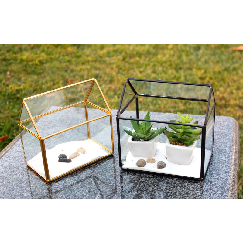 Terrarium en verre maison, Doré vieilli