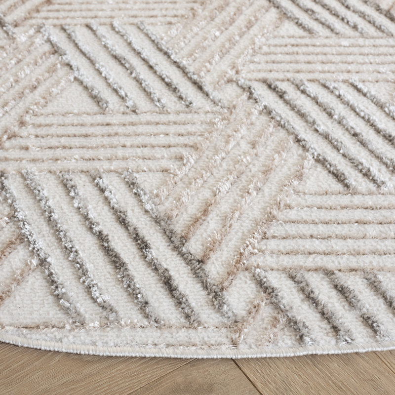 Tapis ivoire / gris Maya 118, Rond 6 pi 7 po