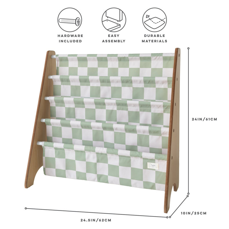 Recycled Book Rack/checkerboard/green