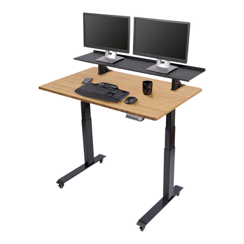 Adjustable Metal Base Standing Desk, Black, 60.6" H x 47.25" W x 29.5" D