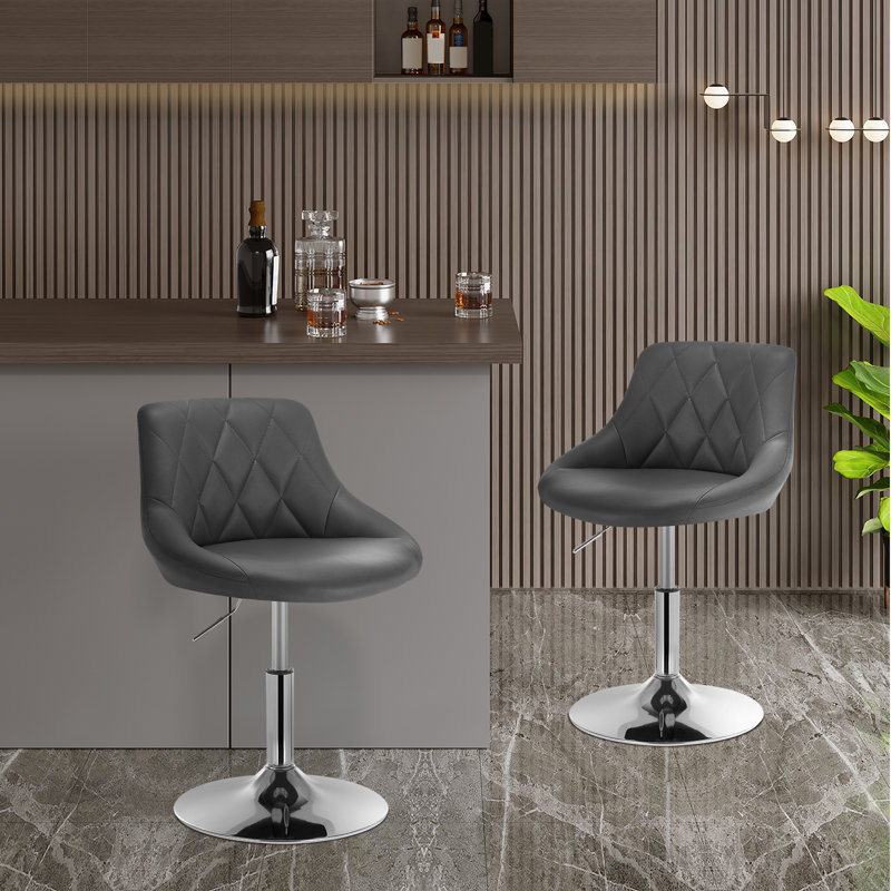 Dequesha Swivel Upholstered Adjustable Height Counter Stool, Grey