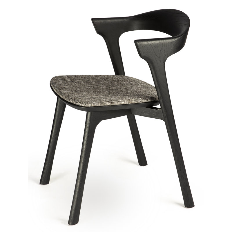 Bok Upholstered Dining Chair, Gray Polyester Blend/Acrylic, Black