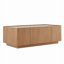Table basse rectangulaire en bois naturel brun et verre, centre de salon de style moderne Mid-Century