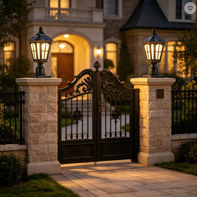 Solar Post Light Outdoor Class Black Aluminum Hg(2 Pack)