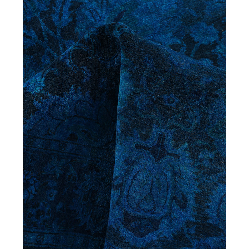Overdyed Hand-Knotted Wool Modern-Contemporary Blue Area Rug 3' 1" x 5' 1"