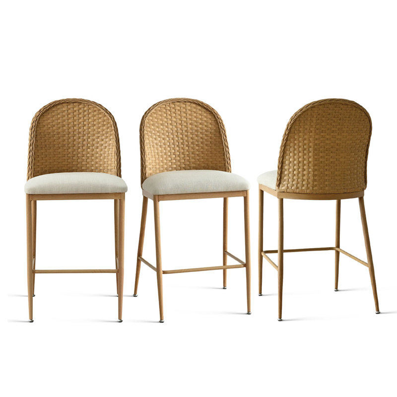Coastal Rattan Counter Stool(Set of 3)