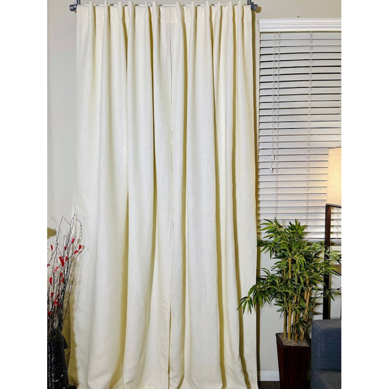 Caistor Linen Semi Sheer Curtain Single Panel, 50" W x 96" L, Egg Shell