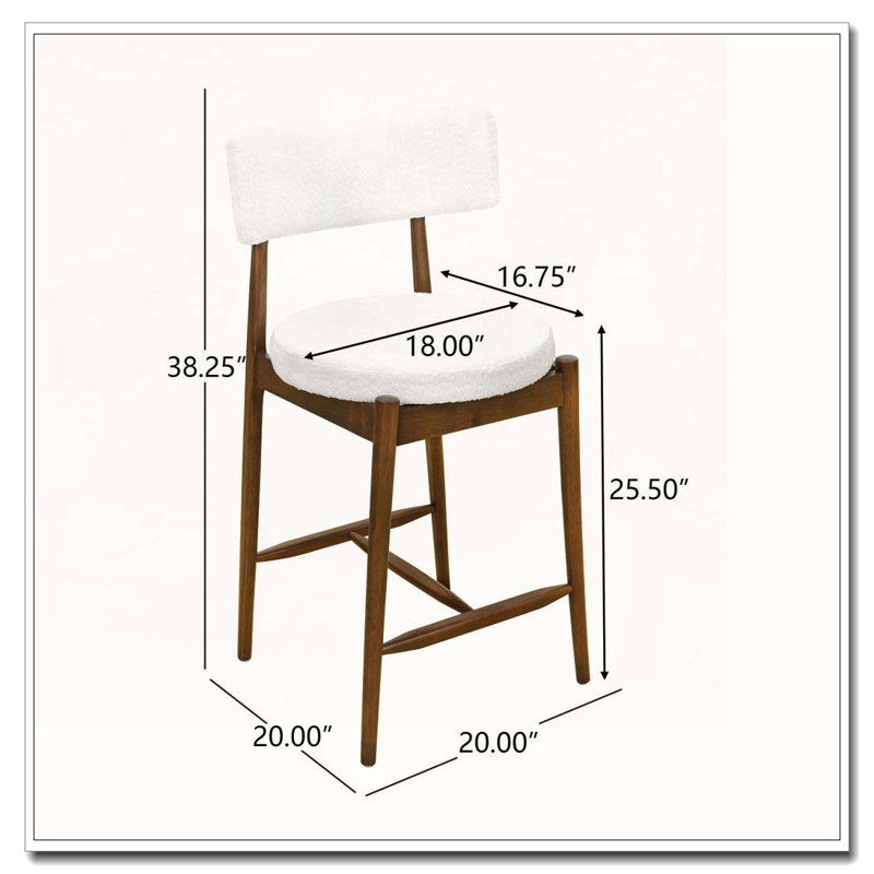 Tabouret de bar rembourré Boucle, Noyer