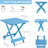 Blue Folding Solid Wood Table For Patio, Backyard - Portable, Space Saving Portable In For Backyard, Balcony