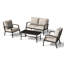 Ensemble de canapé extérieur 4 pièces, canapé de patio en aluminium antirouille avec table basse, ensemble de mobilier de patio avec coussins amovibles pour patio, jardin, véranda, bronze foncé-1422039992