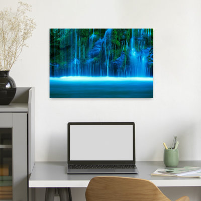 Waterfall On A Cliff Mossbrae Falls Sacramento River Shasta Cascade Dunsmuir California  Contemporary Moss Nature Art