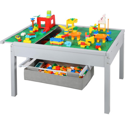 32.3"x22.4"x20" 2 in 1 Kids Activity Play Table with Storage Drawers and Detachable Tabletop, Grey