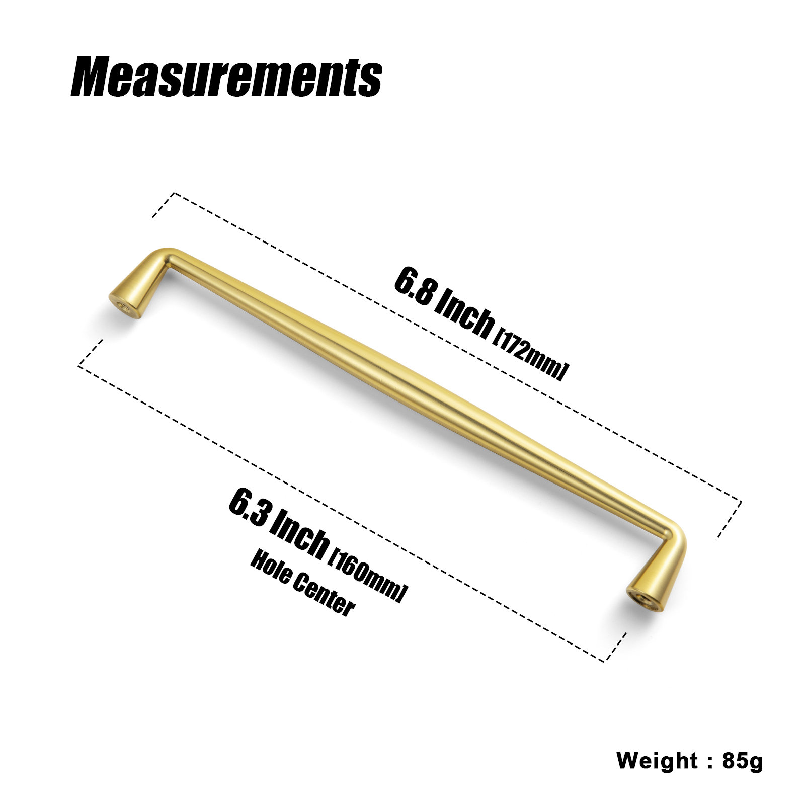 Center Bar Pull Multipack , 10", Brushed Gold