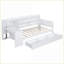 Lit de jour simple en bois de pin avec 3 tiroirs, bureau intégré Ports USB - Blanc-2122766836-2122766839