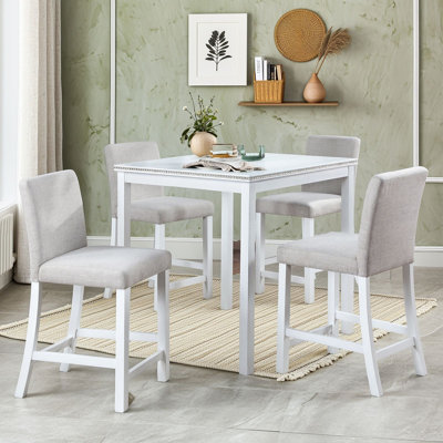5-Piece Square Dining Set with Upholstered Chairs