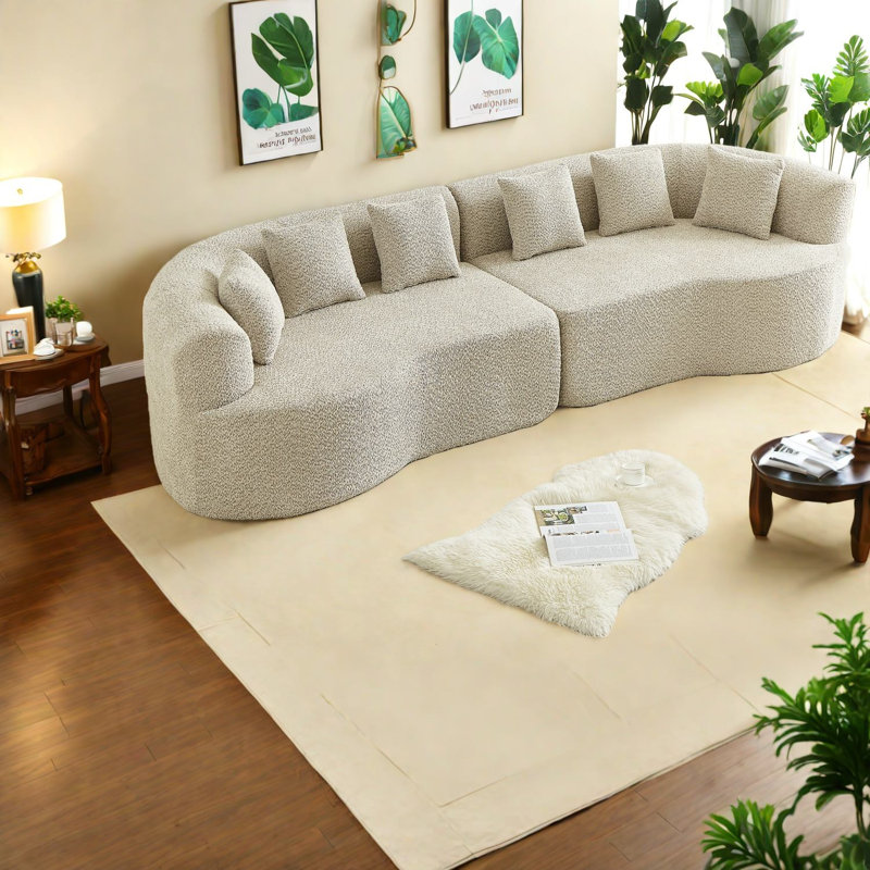 Compression Cloud Sectionals, 111.5 Inch Chenille Modern Curved Sofa For Home