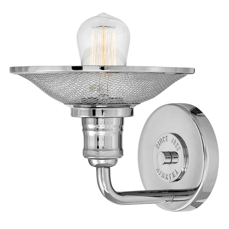 Rigby Single Light Industrial Bathroom Fixture, Nickel poli