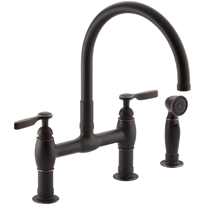 Robinet de pont à contact latéral avec jet latéral et™ masterclean Parq, Bronze huilé