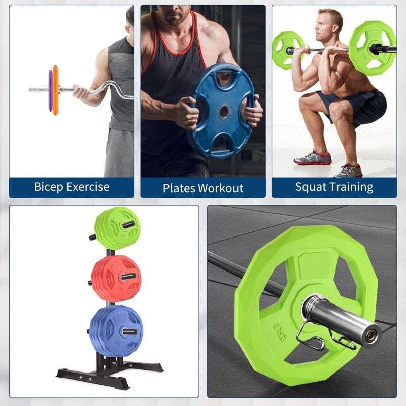 Ensemble de plaques de poids revêtues de caoutchouc 25 lb * 2, plaque de poids 2 pouces Barbell, plaques de poids pour l'haltérophile, gymnase à domicile