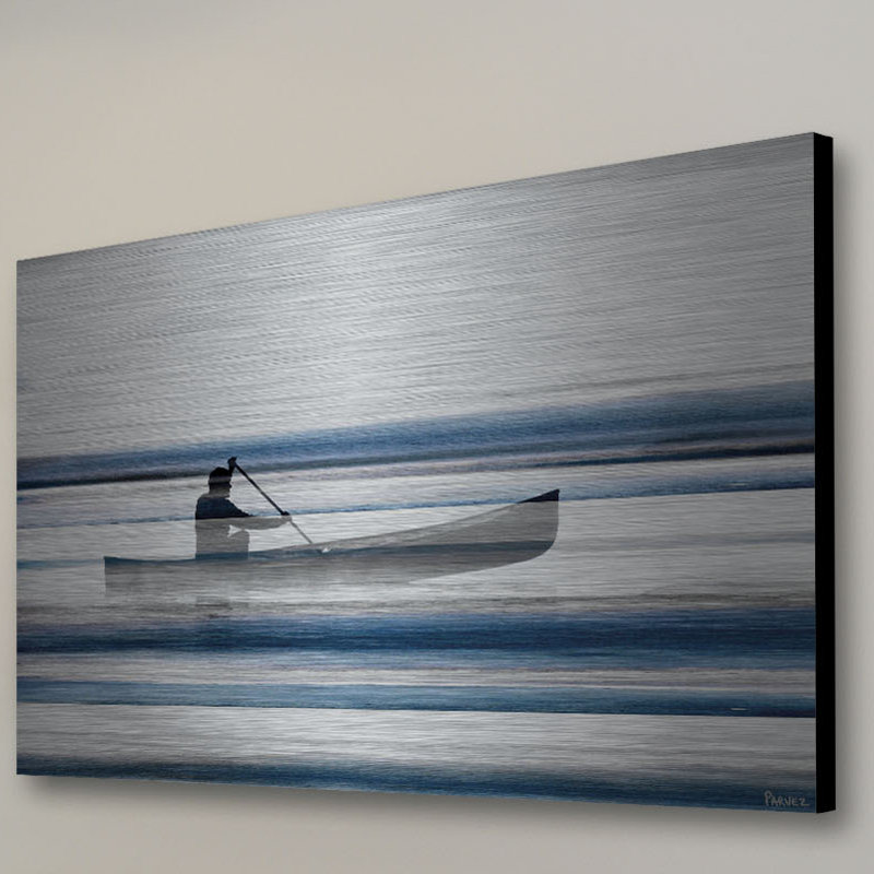 «Blue Lake Canoe» par Parvez Taj, reproduction sur métal, H 40 po x l 60 po x P 1,5 po