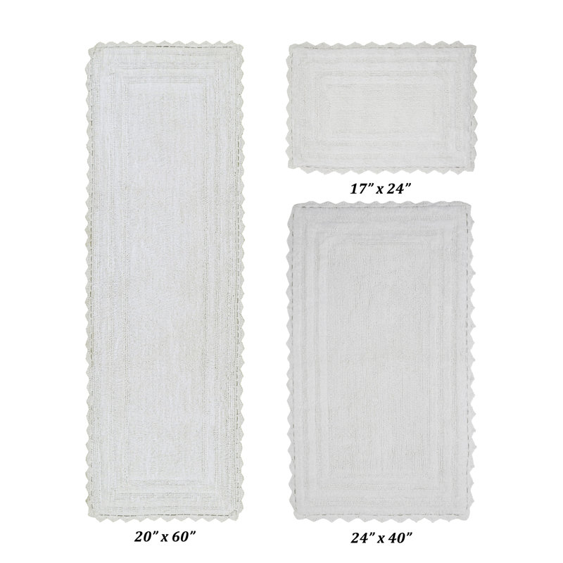 Ensemble de tapis pour salle de bain 100% coton, réversible, super absorbant et très doux lavable à la machine Jacole, idéal pour les zones de douche et de baignoire