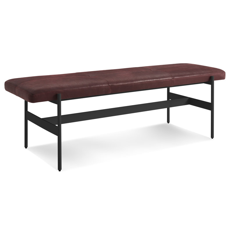 Daybench Leather Dining Bench, 17" H x 55" W x 14" D, Oblivion, Ink Genuine Leather